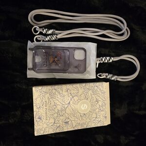 Clear Purple Phone Case with Gray Crossbody Strap